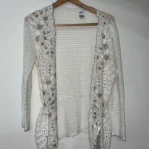 White Together knit beaded cardigan XL